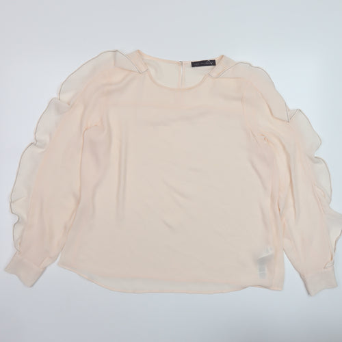 Marks and Spencer Womens Pink Polyester Basic Blouse Size 14 Round Neck