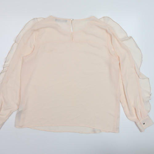 Marks and Spencer Womens Pink Polyester Basic Blouse Size 14 Round Neck