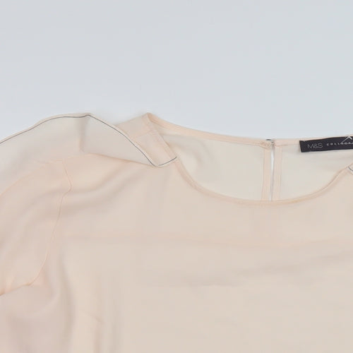 Marks and Spencer Womens Pink Polyester Basic Blouse Size 14 Round Neck