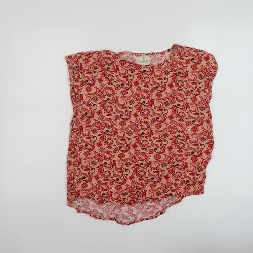 L'ocean Sud Womens Multicoloured Geometric Viscose Basic Blouse Size M Round Neck