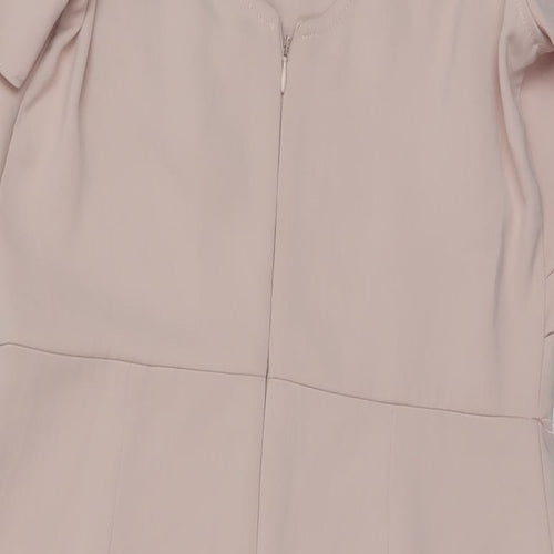 Very Womens Pink Polyester Sheath Size 12 Square Neck Zip