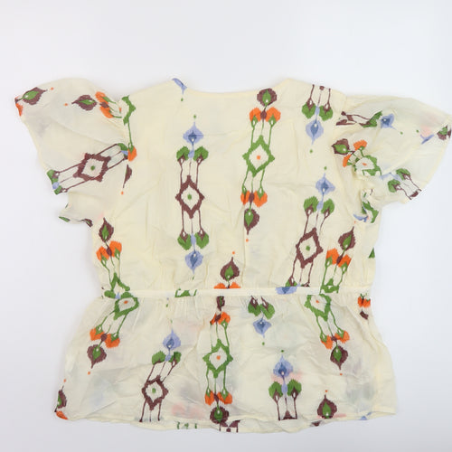 Per Una Womens Beige Fair Isle Cotton Basic Blouse Size 10 V-Neck