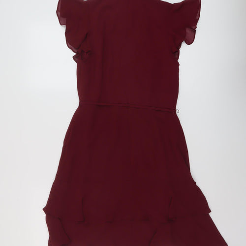 Oais Womens Red Polyester A-Line Size 10 Mock Neck Zip