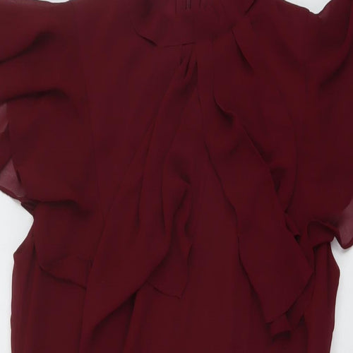 Oais Womens Red Polyester A-Line Size 10 Mock Neck Zip
