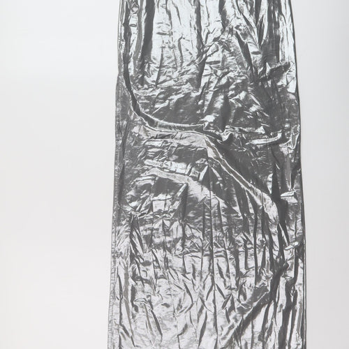 Bershka Womens Silver Polyester Straight & Pencil Skirt Size XS