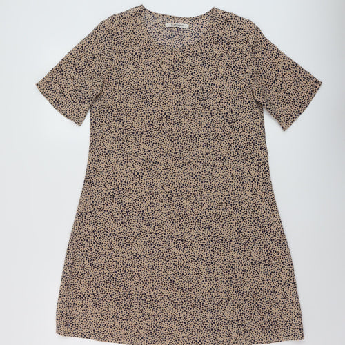 Glamorous Womens Beige Geometric Polyester A-Line Size 8 Round Neck Pullover
