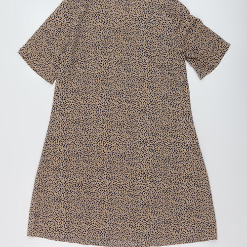 Glamorous Womens Beige Geometric Polyester A-Line Size 8 Round Neck Pullover