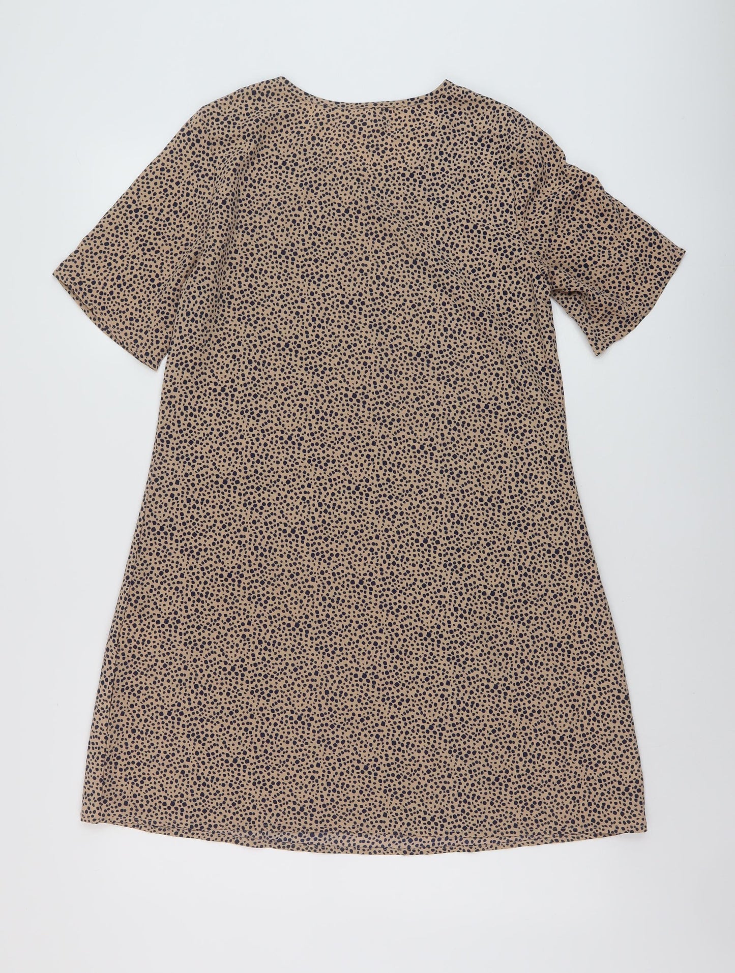 Glamorous Womens Beige Geometric Polyester A-Line Size 8 Round Neck Pullover