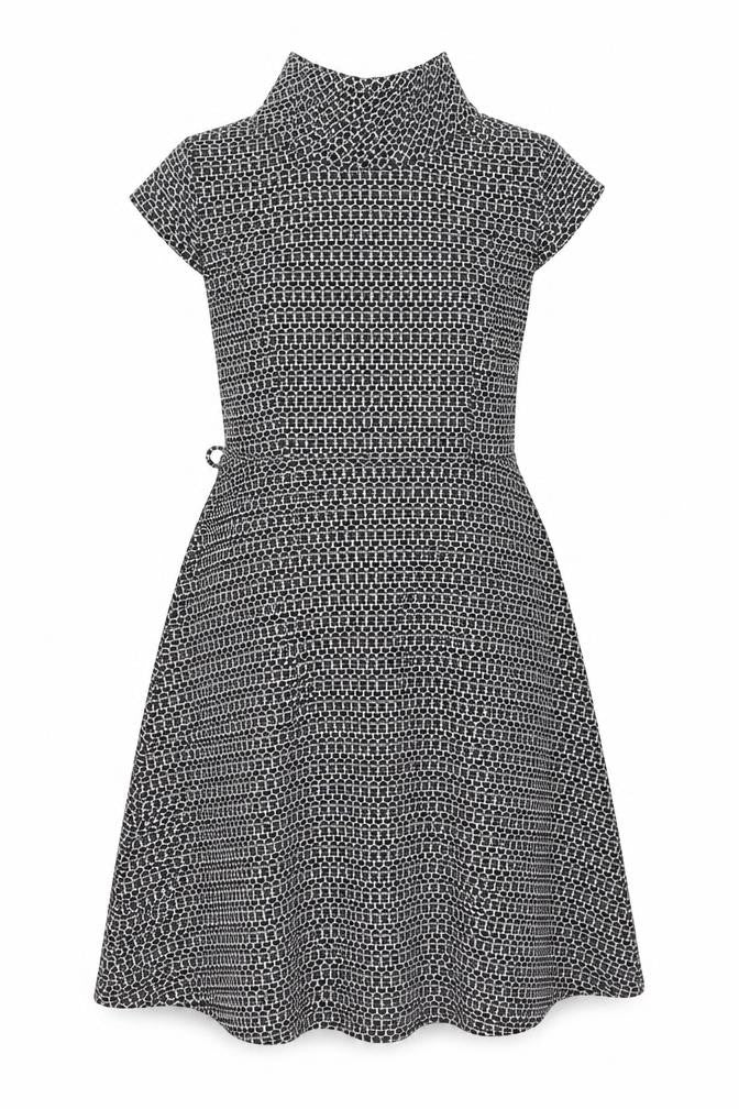 BHS Womens Black Geometric Polyester A-Line Size 18 Mock Neck Pullover