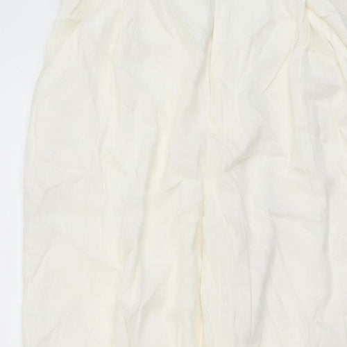 Zara Womens Ivory Viscose Chino Trousers Size S L24 in Regular Button