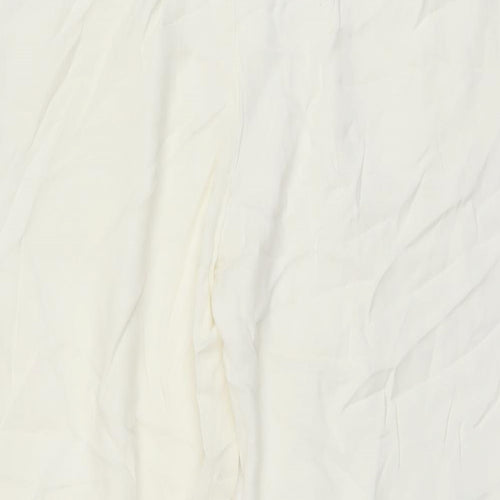 Zara Womens Ivory Viscose Chino Trousers Size S L24 in Regular Button