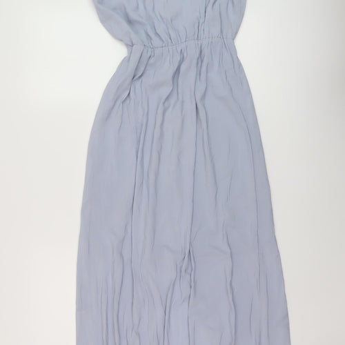 H&M Womens Blue Polyester A-Line Size 6 Round Neck Tie