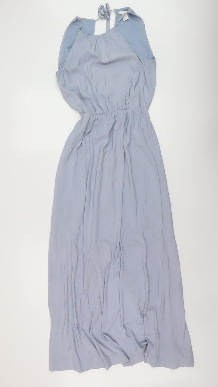H&M Womens Blue Polyester A-Line Size 6 Round Neck Tie