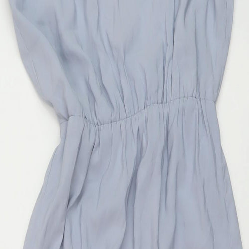 H&M Womens Blue Polyester A-Line Size 6 Round Neck Tie