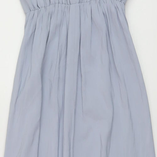 H&M Womens Blue Polyester A-Line Size 6 Round Neck Tie