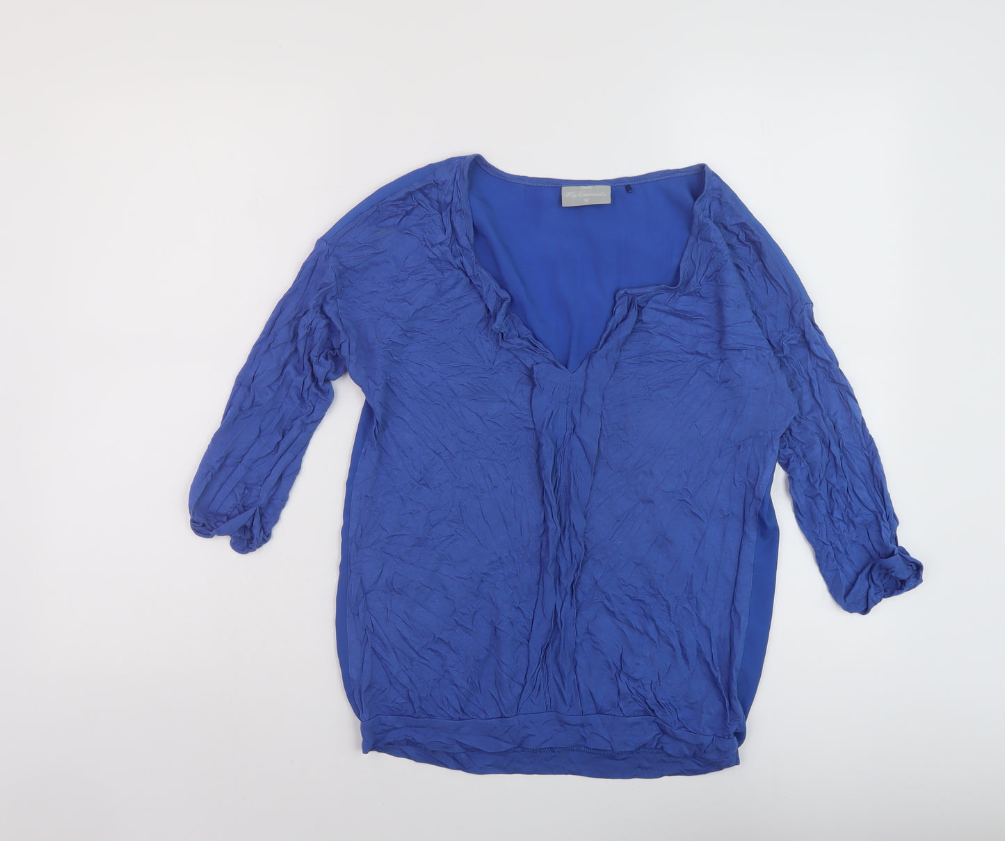 NEXT Womens Blue Viscose Basic Blouse Size 12 V-Neck
