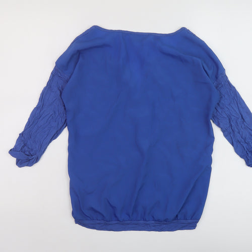 NEXT Womens Blue Viscose Basic Blouse Size 12 V-Neck