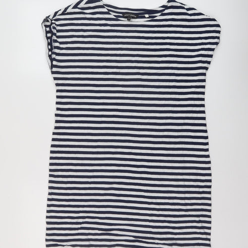 Nex Womens Blue Striped Cotton Tunic T-Shirt Size 14 Round Neck