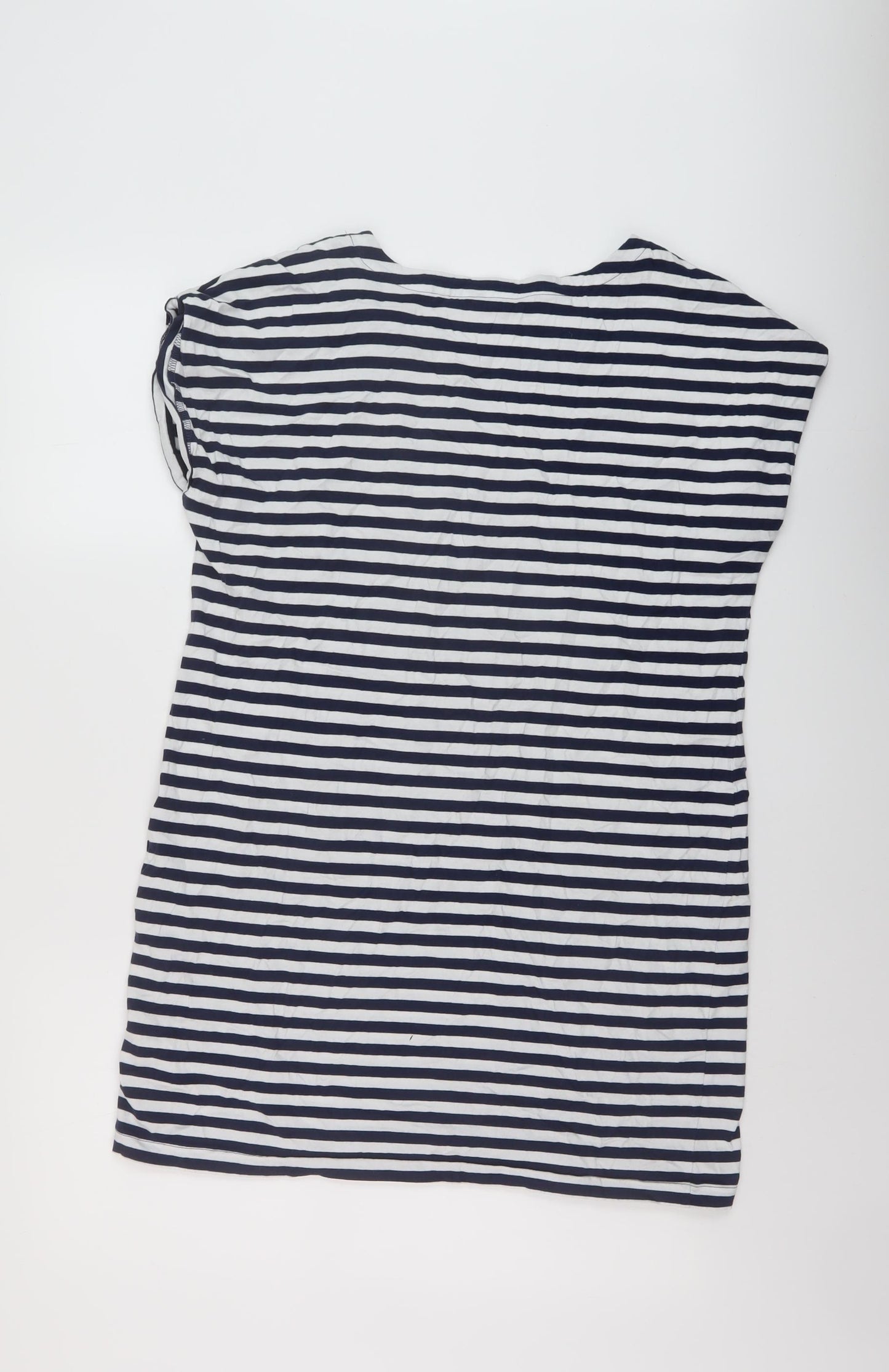 Nex Womens Blue Striped Cotton Tunic T-Shirt Size 14 Round Neck