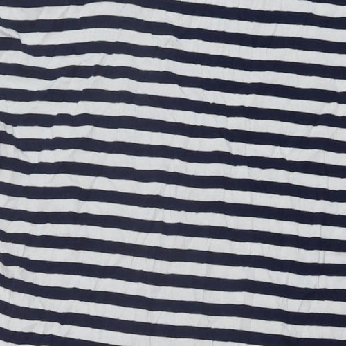 Nex Womens Blue Striped Cotton Tunic T-Shirt Size 14 Round Neck
