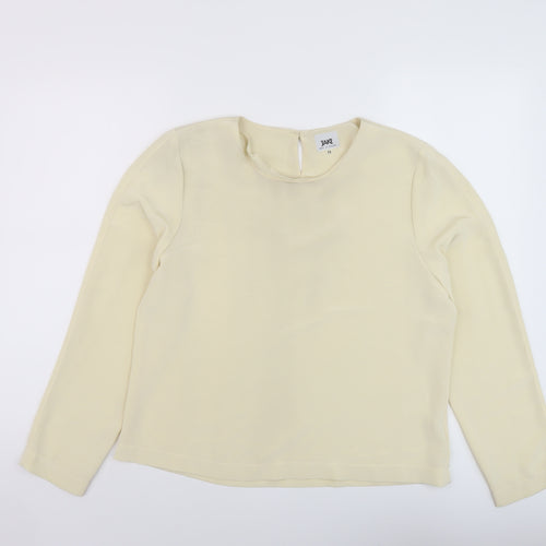 Jake Womens Beige Polyester Basic Blouse Size 14 Round Neck