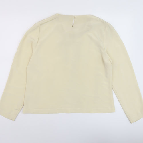 Jake Womens Beige Polyester Basic Blouse Size 14 Round Neck