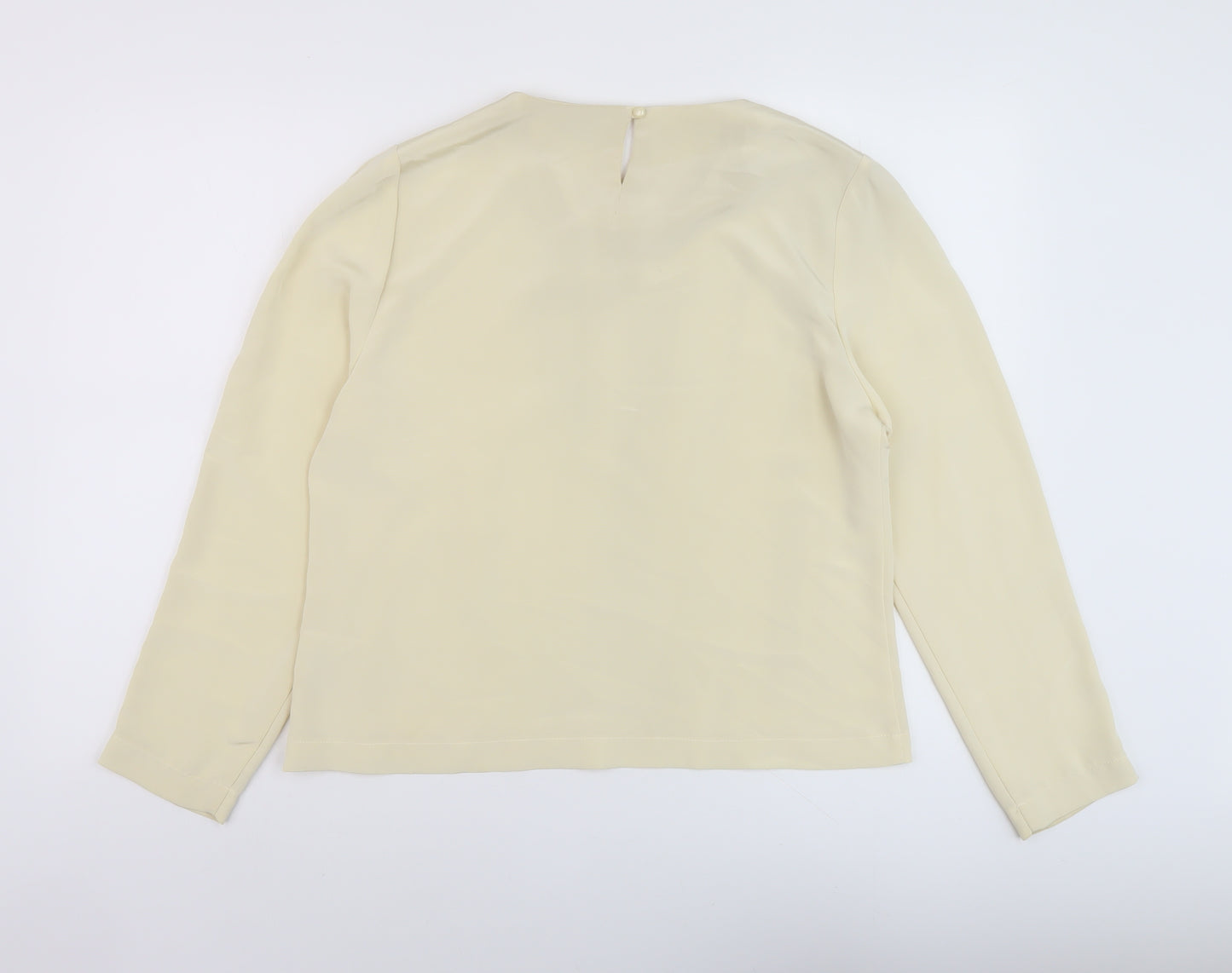 Jake Womens Beige Polyester Basic Blouse Size 14 Round Neck