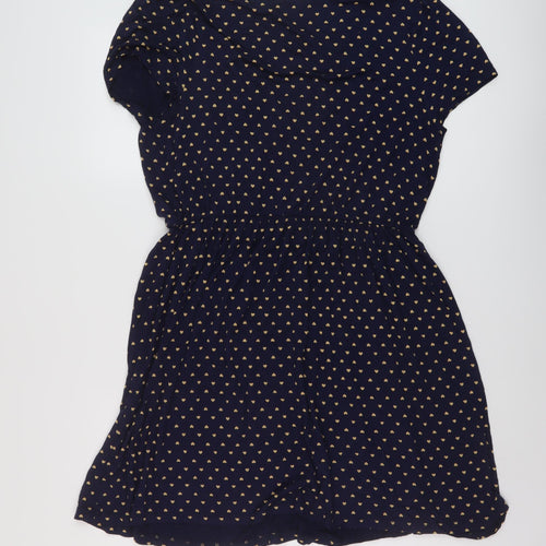 South Womens Blue Geometric Viscose A-Line Size 16 V-Neck Pullover