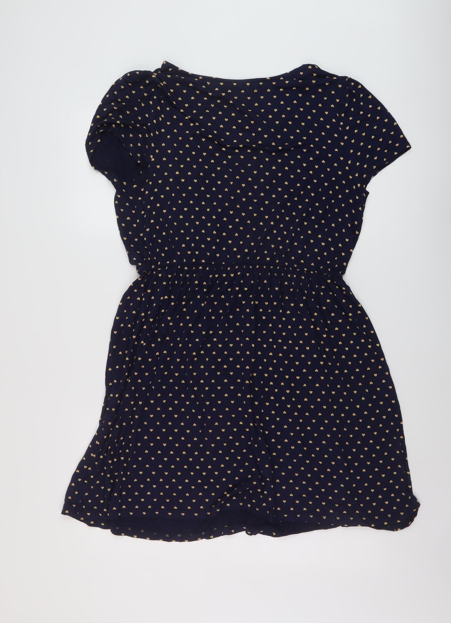 South Womens Blue Geometric Viscose A-Line Size 16 V-Neck Pullover