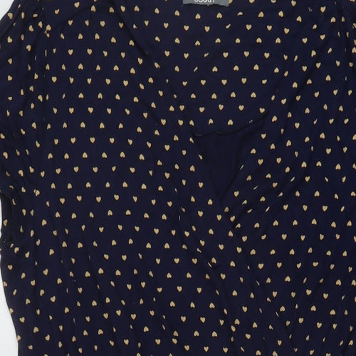 South Womens Blue Geometric Viscose A-Line Size 16 V-Neck Pullover
