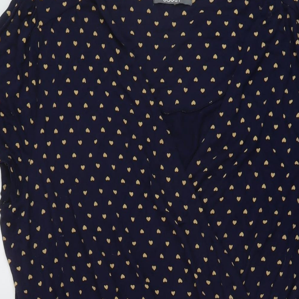South Womens Blue Geometric Viscose A-Line Size 16 V-Neck Pullover
