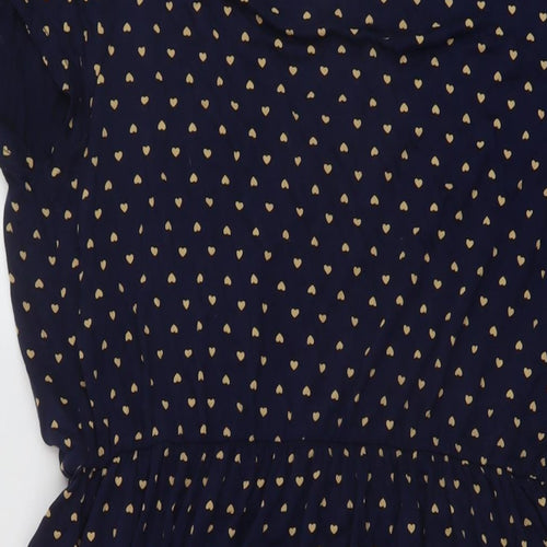 South Womens Blue Geometric Viscose A-Line Size 16 V-Neck Pullover