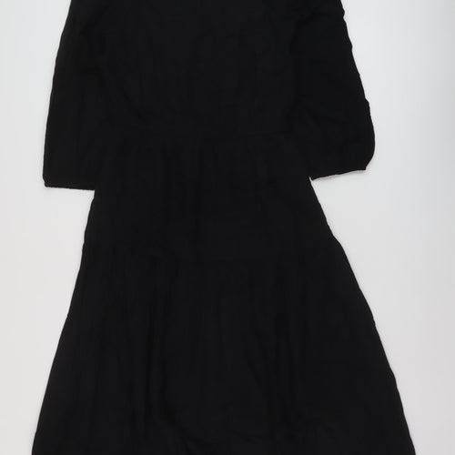 Marks and Spencer Womens Black Modal A-Line Size 10 Round Neck Tie