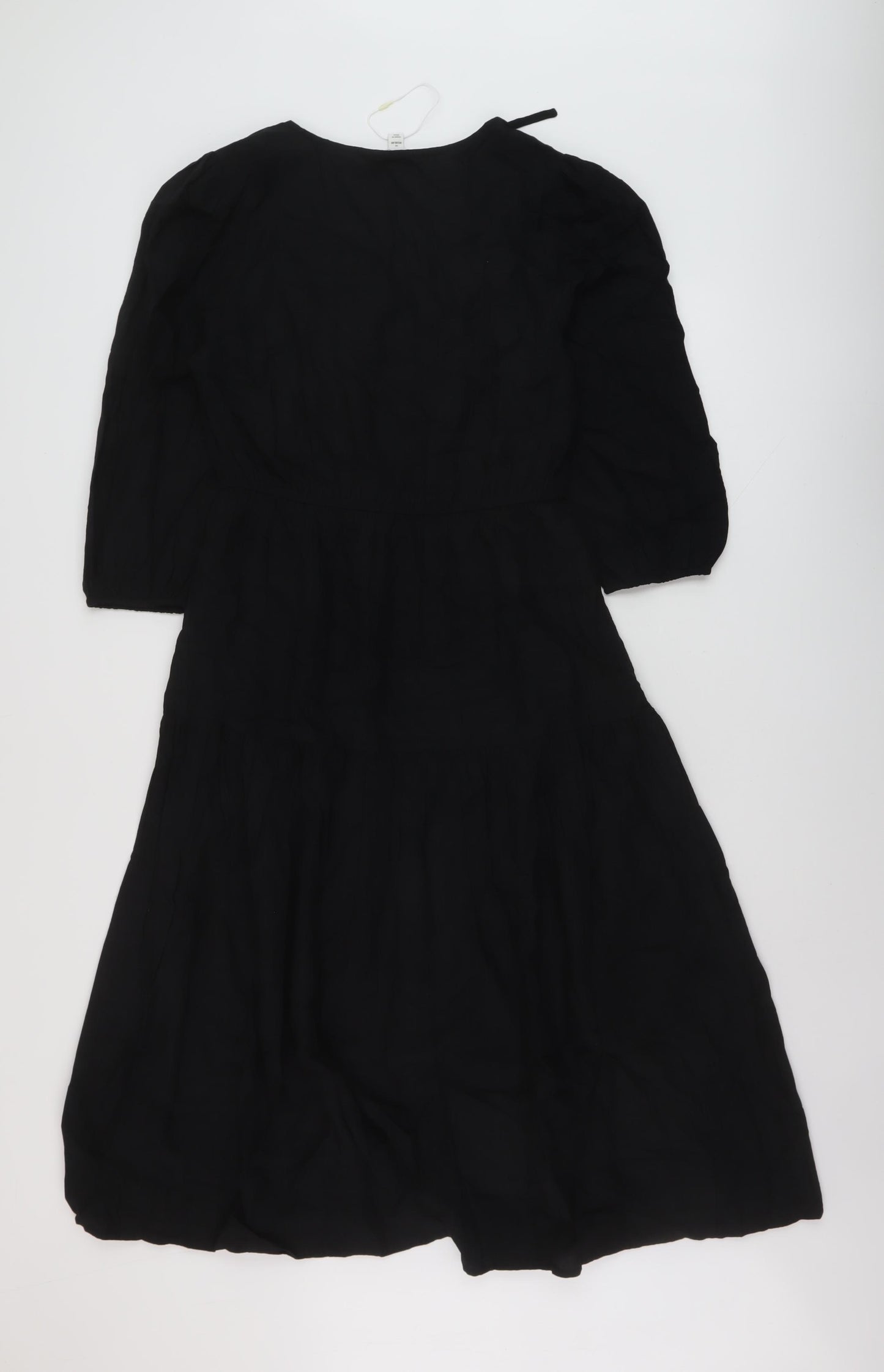 Marks and Spencer Womens Black Modal A-Line Size 10 Round Neck Tie