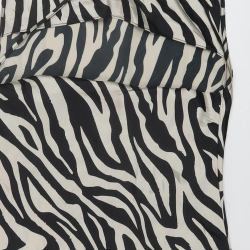 H&M Womens Beige Animal Print Polyester Mini Size 10 Cowl Neck Pullover
