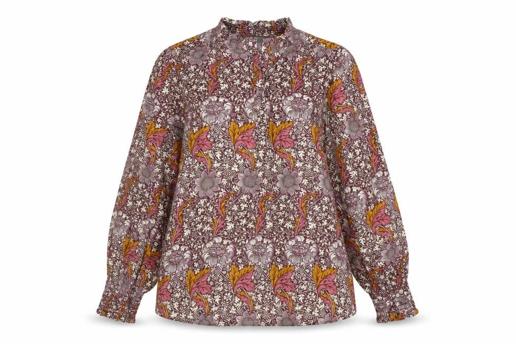 Next Womens Pink Geometric Viscose Basic Blouse Size 14 Mock Neck