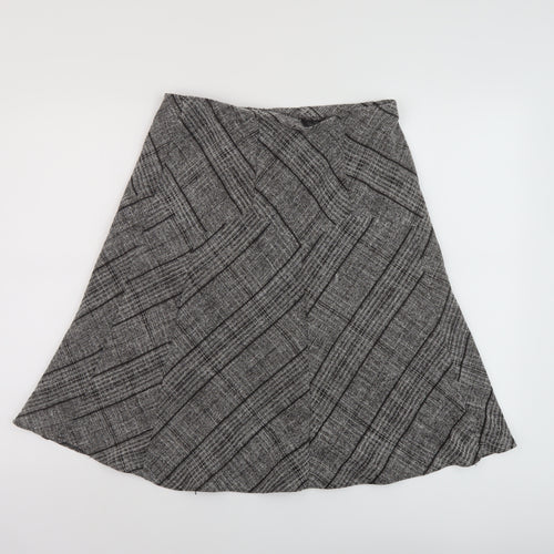 Marks and Spencer Womens Grey Plaid Polyester A-Line Skirt Size 10