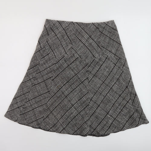 Marks and Spencer Womens Grey Plaid Polyester A-Line Skirt Size 10