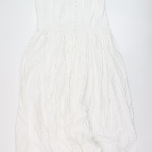 Marks and Spencer Womens White Cotton A-Line Size 16 Square Neck Zip