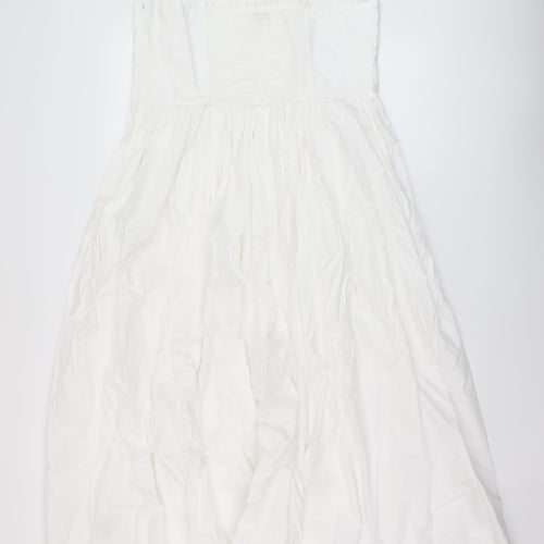 Marks and Spencer Womens White Cotton A-Line Size 16 Square Neck Zip