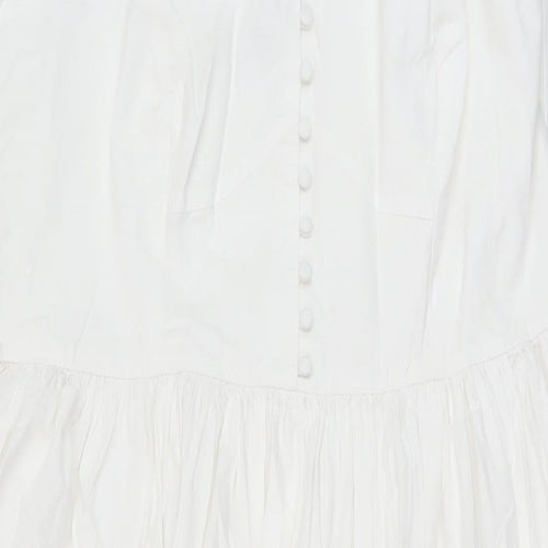 Marks and Spencer Womens White Cotton A-Line Size 16 Square Neck Zip
