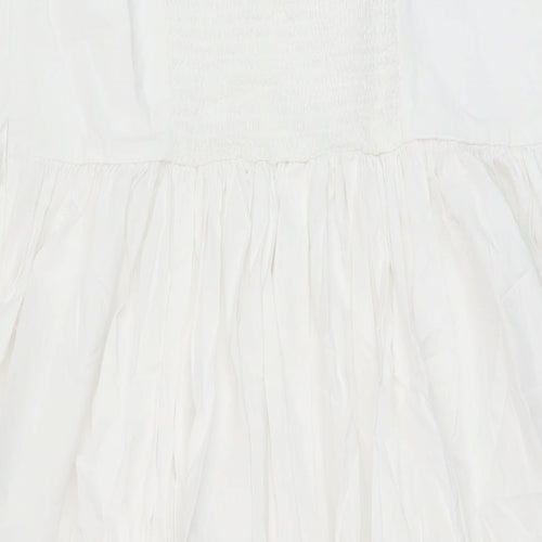 Marks and Spencer Womens White Cotton A-Line Size 16 Square Neck Zip