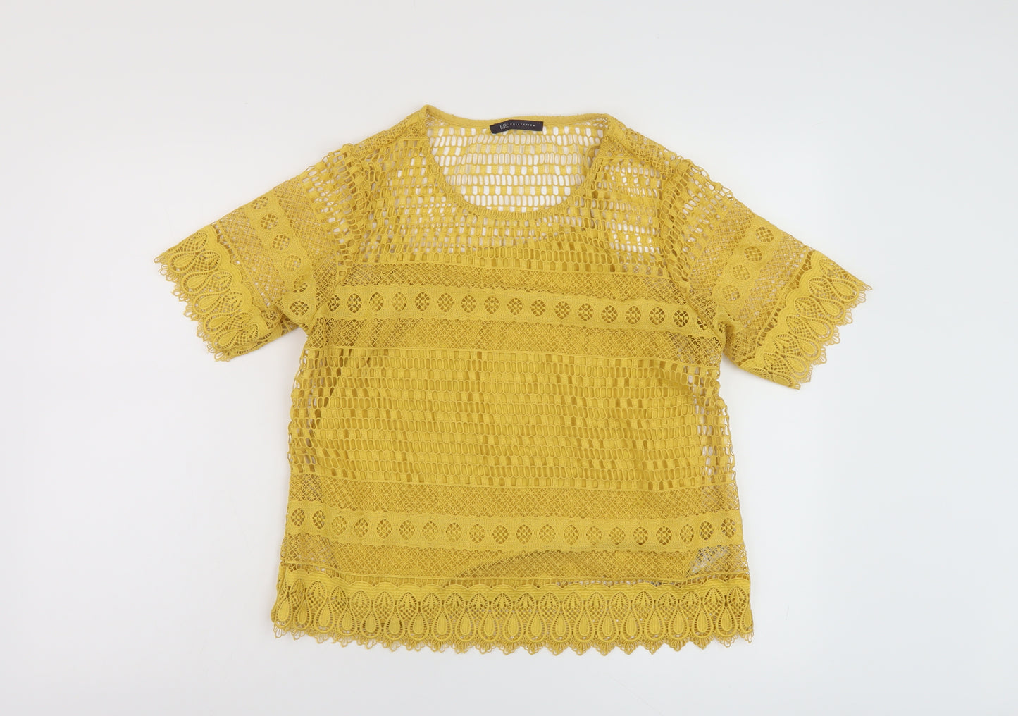 Marks and Spencer Womens Yellow Polyester Basic T-Shirt Size 10 Round Neck