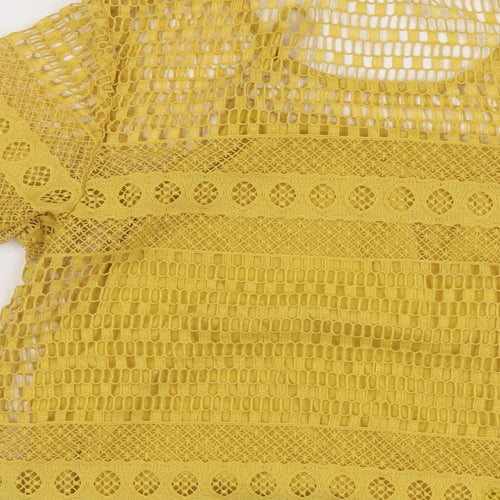Marks and Spencer Womens Yellow Polyester Basic T-Shirt Size 10 Round Neck
