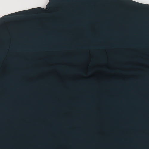 H&M Womens Green Polyester Basic Button-Up Size 6 Collared