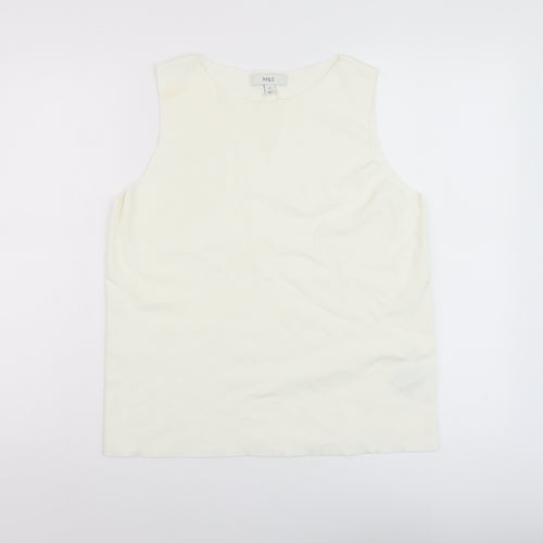 Marks and Spencer Womens White Viscose Basic Tank Size 14 Round Neck