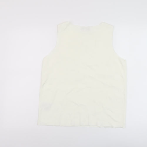 Marks and Spencer Womens White Viscose Basic Tank Size 14 Round Neck