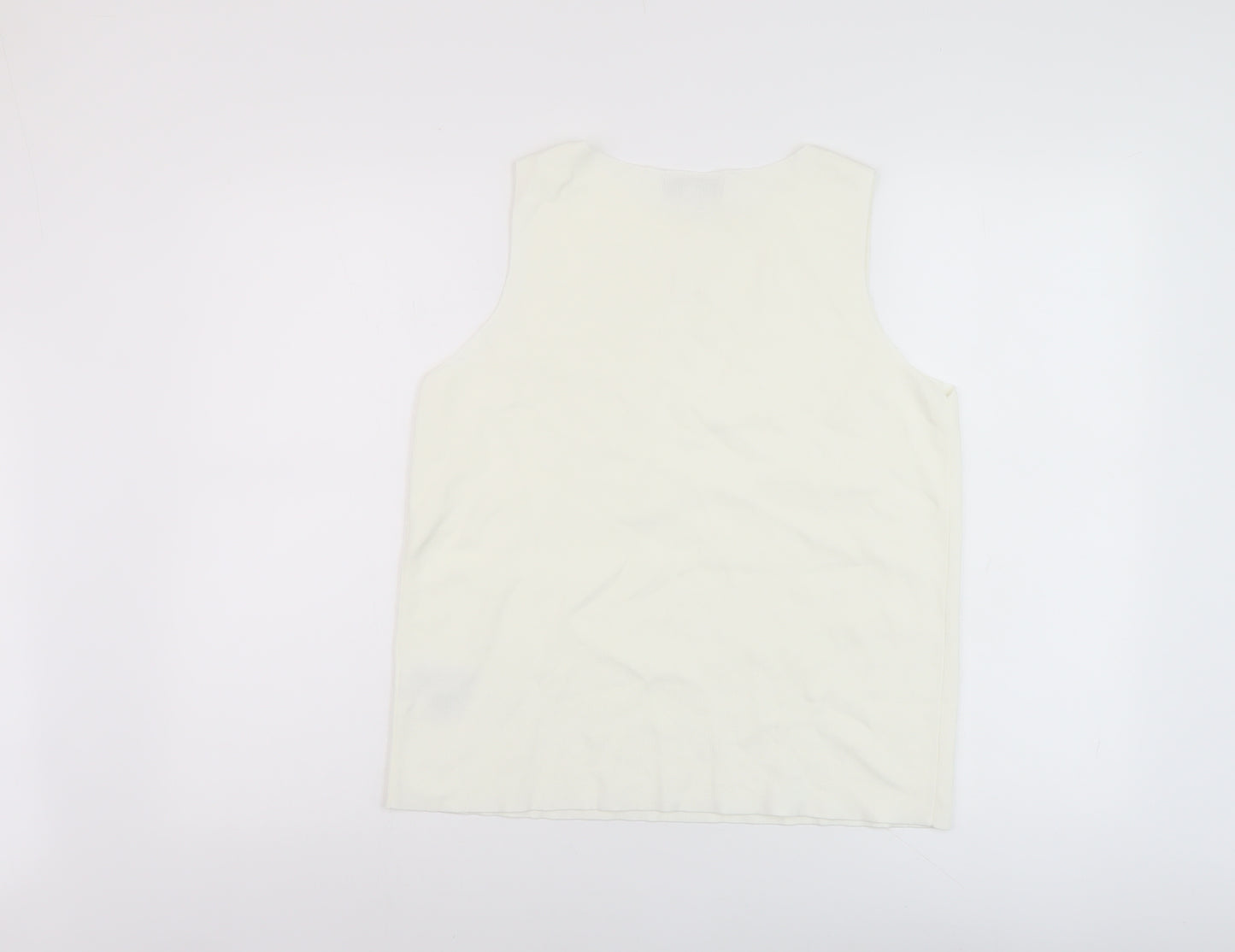 Marks and Spencer Womens White Viscose Basic Tank Size 14 Round Neck
