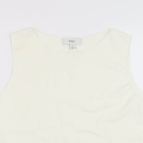 Marks and Spencer Womens White Viscose Basic Tank Size 14 Round Neck