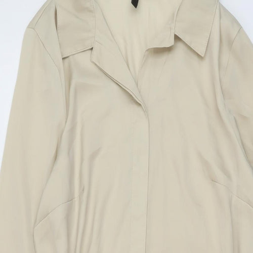 H&M Womens Beige Polyester Shirt Dress Size 10 Collared Button